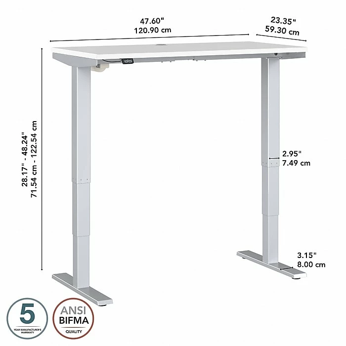 Bush Business Furniture Move 40 Series 28''-48'' Adjustable Standing Desk, White/Cool Gray Metallic (M4S4824WHSK) 7 Bush Business Furniture Move 40 Series 28''-48'' Adjustable Standing Desk, White/Cool Gray Metallic (M4S4824WHSK) - Image 5