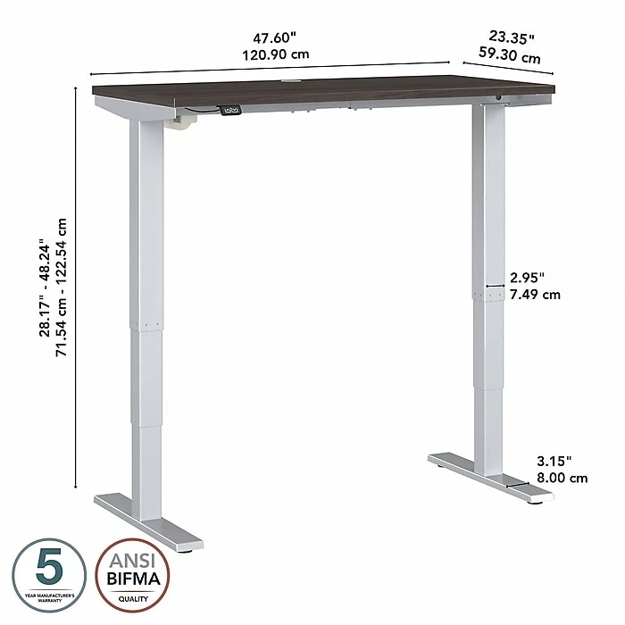 Bush Business Furniture Move 40 Series 28''-48'' Adjustable Standing Desk, Storm Gray/Cool Gray Metallic (M4S4824SGSK) 7 Bush Business Furniture Move 40 Series 28''-48'' Adjustable Standing Desk, Storm Gray/Cool Gray Metallic (M4S4824SGSK) - Image 5