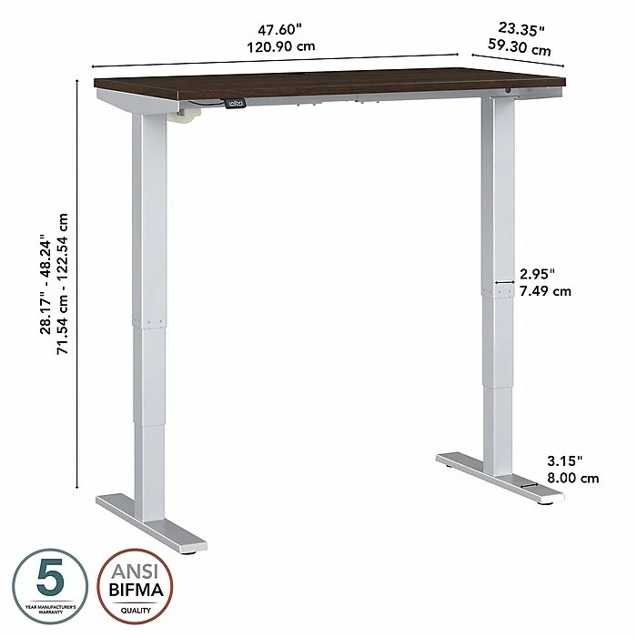 Bush Business Furniture Move 40 Series 28"-48" Adjustable Standing Desk, Black Walnut/Cool Gray Metallic (M4S4824BWSK) 7 Bush Business Furniture Move 40 Series 28"-48" Adjustable Standing Desk, Black Walnut/Cool Gray Metallic (M4S4824BWSK) - Image 5