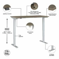 Bush Business Furniture Move 40 Series 28"-48" Adjustable Standing Desk, Modern Hickory/Cool Gray Metallic (M4S7230MHSK) -STAPLES Sales sp166198535 sc7