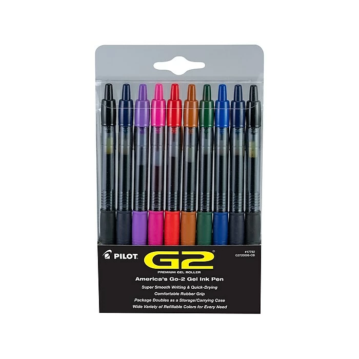 Pilot G2 Retractable Gel Pens, Fine Point, Assorted Inks, 20/Pack (G2720006-CB) 4 Pilot G2 Retractable Gel Pens, Fine Point, Assorted Inks, 20/Pack (G2720006-CB) - Image 2