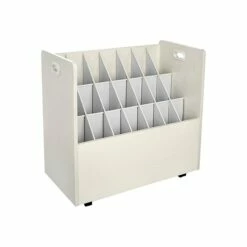 AdirOffice 21-Slot Roll File Cabinet, Mobile, White, 30", 2/Pack (625-WHI-2PK)