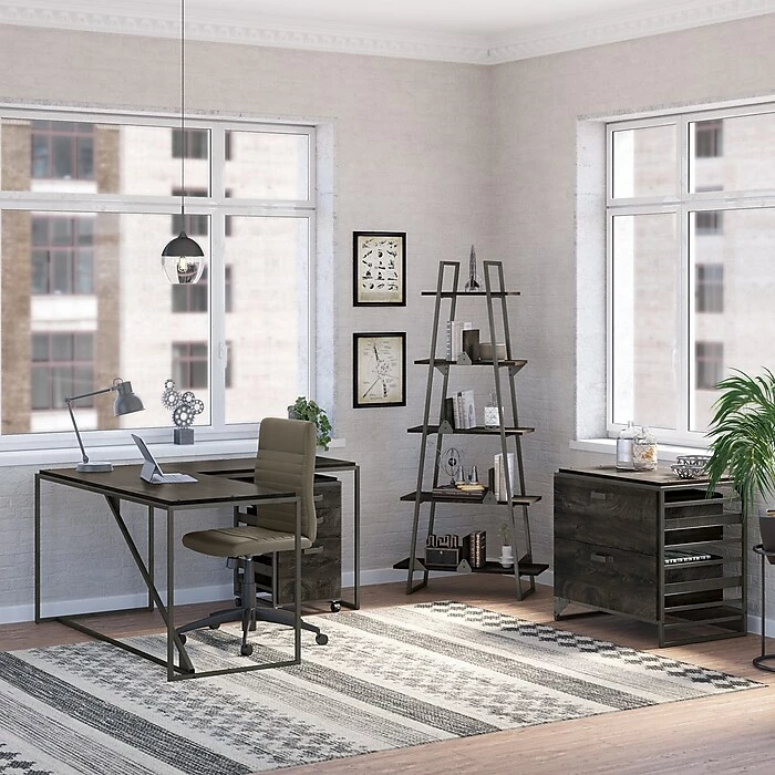 Bush Furniture Refinery 2-Drawer Lateral File Cabinet, Letter/Legal, Dark Gray Hickory, 32" (RFF132GH-03) 10 Bush Furniture Refinery 2-Drawer Lateral File Cabinet, Letter/Legal, Dark Gray Hickory, 32" (RFF132GH-03) - Image 8