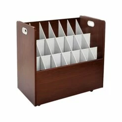 AdirOffice 21-Slot Roll File Cabinet, Mobile, Mahogany, 30", 2/Pack (625-MA-2PK)