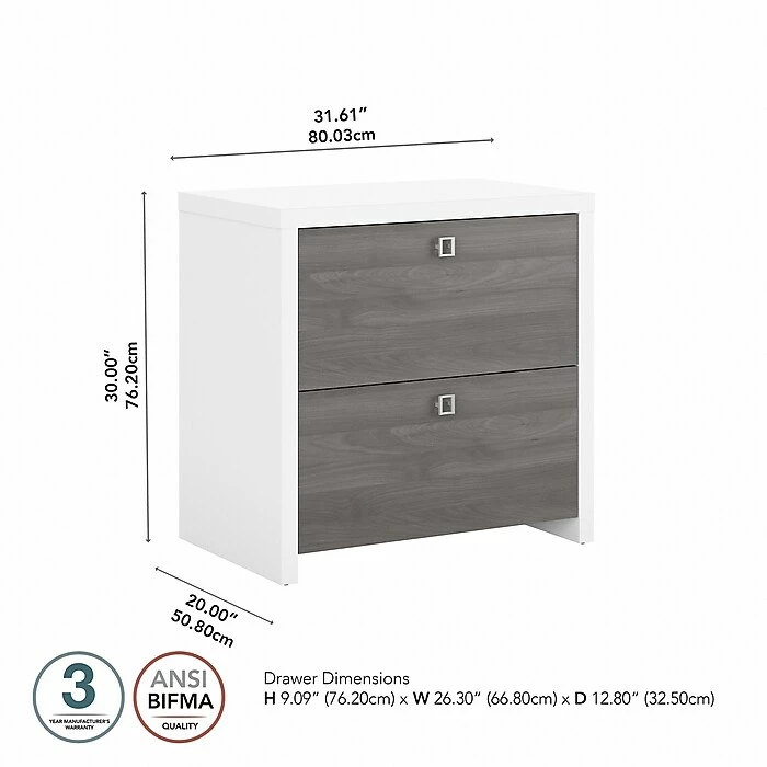Office By Kathy Ireland® Echo 2-Drawer Lateral File Cabinet, Letter/Legal, Pure White/Modern Gray, 32" (KI60502-03) 6 Office By Kathy Ireland® Echo 2-Drawer Lateral File Cabinet, Letter/Legal, Pure White/Modern Gray, 32" (KI60502-03) - Image 4