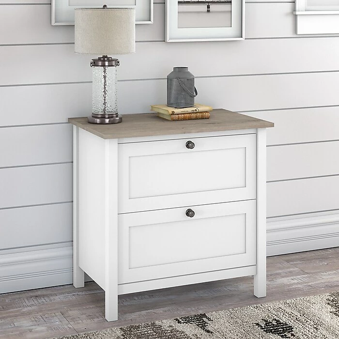 Bush Furniture Mayfield 2-Drawer Lateral File Cabinet, Letter/Legal, Pure White/Shiplap Gray, 30.79" (MAF131GW2-03) 4 Bush Furniture Mayfield 2-Drawer Lateral File Cabinet, Letter/Legal, Pure White/Shiplap Gray, 30.79" (MAF131GW2-03) - Image 2