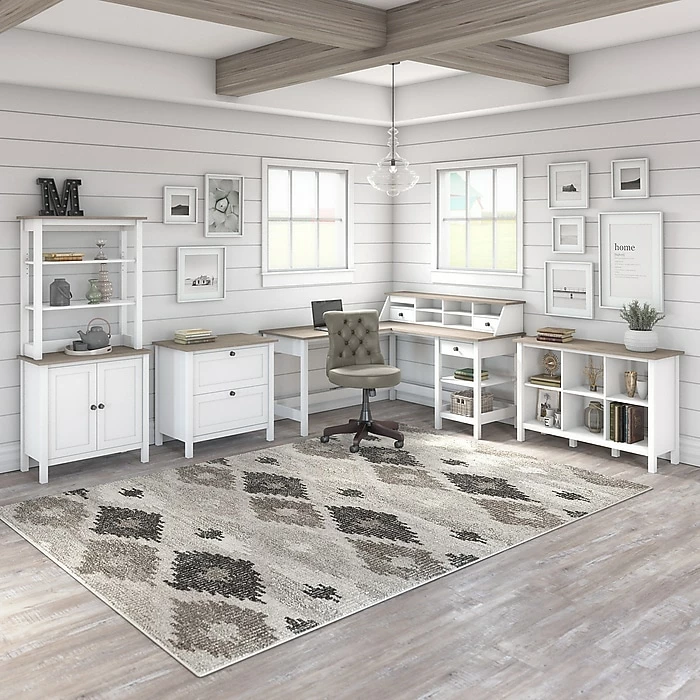 Bush Furniture Mayfield 2-Drawer Lateral File Cabinet, Letter/Legal, Pure White/Shiplap Gray, 30.79" (MAF131GW2-03) 7 Bush Furniture Mayfield 2-Drawer Lateral File Cabinet, Letter/Legal, Pure White/Shiplap Gray, 30.79" (MAF131GW2-03) - Image 5