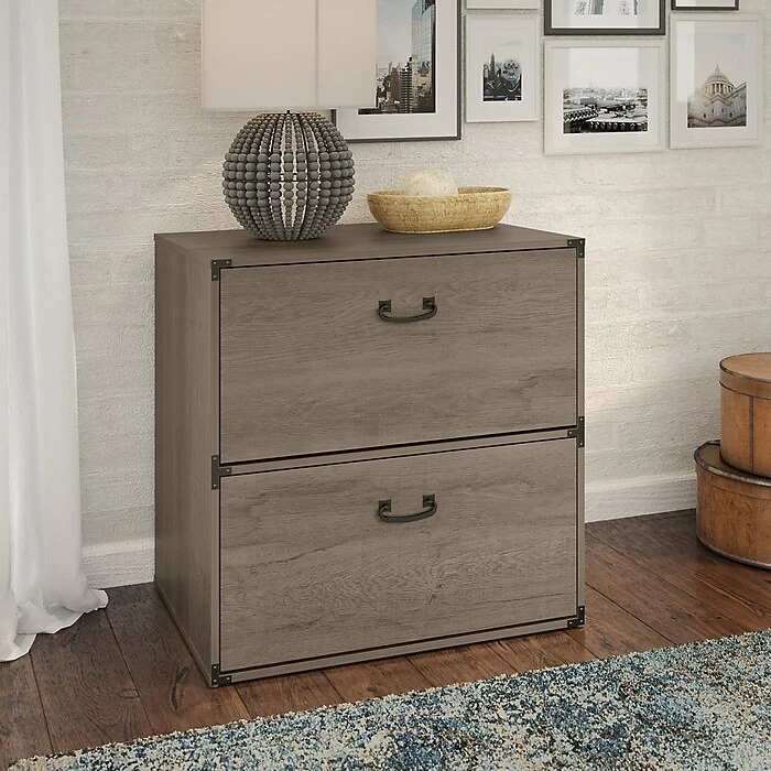 Kathy Ireland® Home By Bush Furniture Ironworks 2-Drawer Lateral File Cabinet, Letter/Legal, Restored Gray, 30" (KI50304-03) 4 Kathy Ireland® Home By Bush Furniture Ironworks 2-Drawer Lateral File Cabinet, Letter/Legal, Restored Gray, 30" (KI50304-03) - Image 2