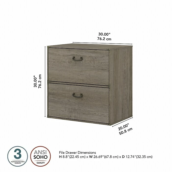 Kathy Ireland® Home By Bush Furniture Ironworks 2-Drawer Lateral File Cabinet, Letter/Legal, Restored Gray, 30" (KI50304-03) 6 Kathy Ireland® Home By Bush Furniture Ironworks 2-Drawer Lateral File Cabinet, Letter/Legal, Restored Gray, 30" (KI50304-03) - Image 4