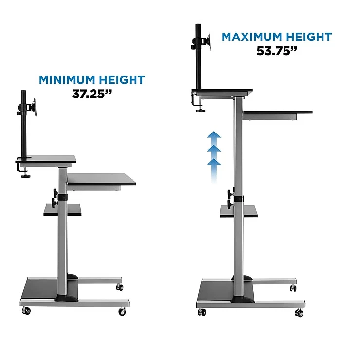 Mount-It! 37" - 54" Height Adjustable Stand-Up Mobile Presentation Cart, Black (MI-7942-BLK) 7 Mount-It! 37" - 54" Height Adjustable Stand-Up Mobile Presentation Cart, Black (MI-7942-BLK) - Image 5