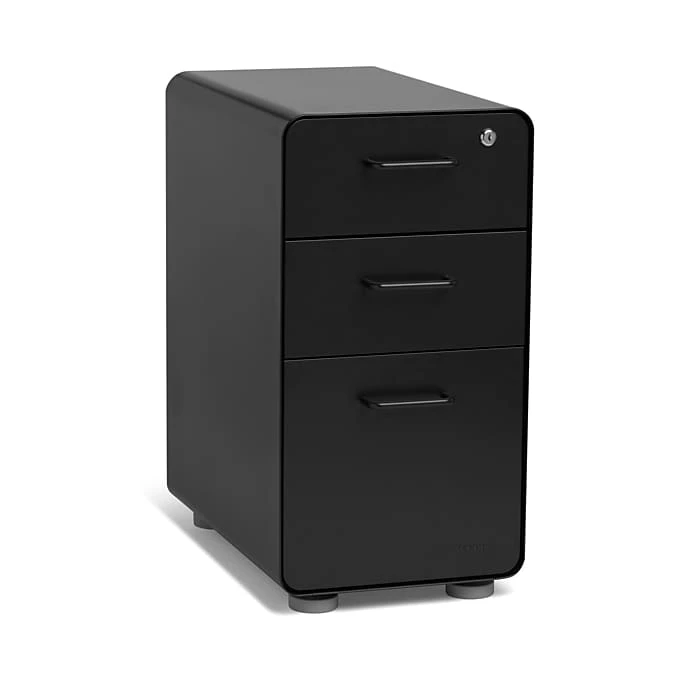 Poppin Black Slim Stow 3-Drawer Vertical File Cabinet, Black (104666) 3 Poppin Black Slim Stow 3-Drawer Vertical File Cabinet, Black (104666)