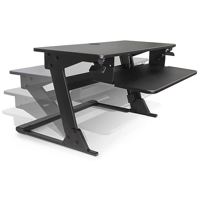 LifeFlo Ergonomics Clarity Sit Or Stand Workstation For Desktop 6.2”H X 35.4”W X 23.2”D, Black (LFO-OL2914-B 5 LifeFlo Ergonomics Clarity Sit Or Stand Workstation For Desktop 6.2”H X 35.4”W X 23.2”D, Black (LFO-OL2914-B - Image 3