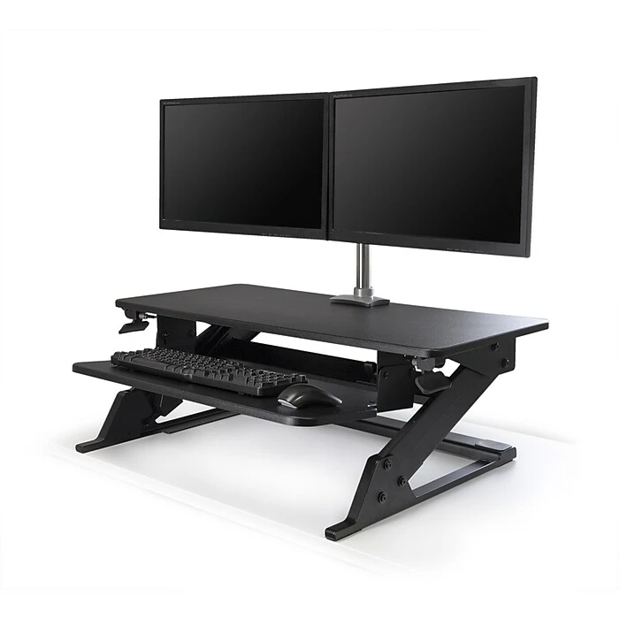 LifeFlo Ergonomics Clarity Sit Or Stand Workstation For Desktop 6.2”H X 35.4”W X 23.2”D, Black (LFO-OL2914-B 4 LifeFlo Ergonomics Clarity Sit Or Stand Workstation For Desktop 6.2”H X 35.4”W X 23.2”D, Black (LFO-OL2914-B - Image 2