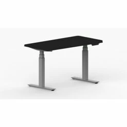 LifeFlo Ergonomics Height Adjustable Desk, 60" W X 30" D X 1 1/8" Thick, Black (LFO-6030-E2-BK)