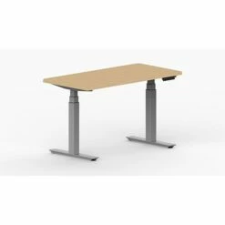 LifeFlo Ergonomics Height Adjustable Desk, 36"W X 24"D X 1 1/8" Thick, Maple (LFO-3624-E2-MA)