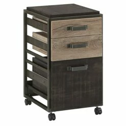 Bush Furniture Refinery 3 Drawer Mobile File Cabinet, Rustic Gray (RFF116RG-03)