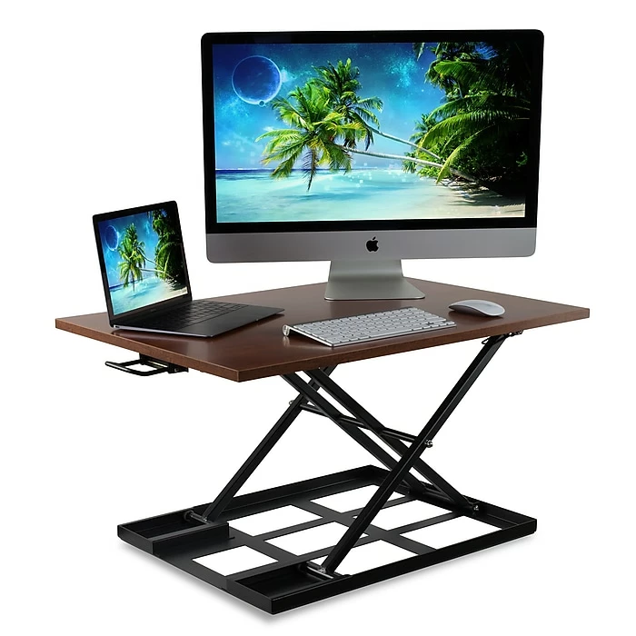 Mount-It! 17" Height-Adjustable Sit Stand Desk Converter, Brown (MI-7929-BRN) 3 Mount-It! 17" Height-Adjustable Sit Stand Desk Converter, Brown (MI-7929-BRN)