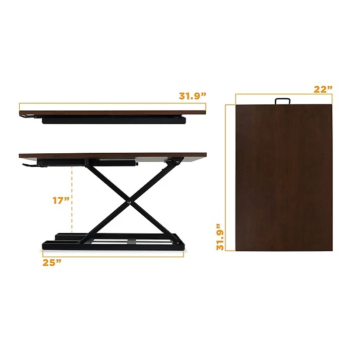 Mount-It! 17" Height-Adjustable Sit Stand Desk Converter, Brown (MI-7929-BRN) 6 Mount-It! 17" Height-Adjustable Sit Stand Desk Converter, Brown (MI-7929-BRN) - Image 4