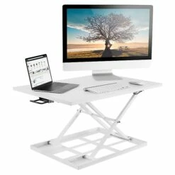 Mount-It! 17" Height Adjustable Sit Stand Desk Converter, White (MI-7929-WHT)