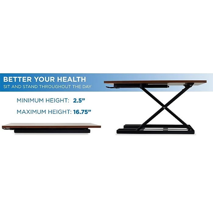 Mount-It! 17" Height-Adjustable Sit Stand Desk Converter, Brown (MI-7929-BRN) 7 Mount-It! 17" Height-Adjustable Sit Stand Desk Converter, Brown (MI-7929-BRN) - Image 5
