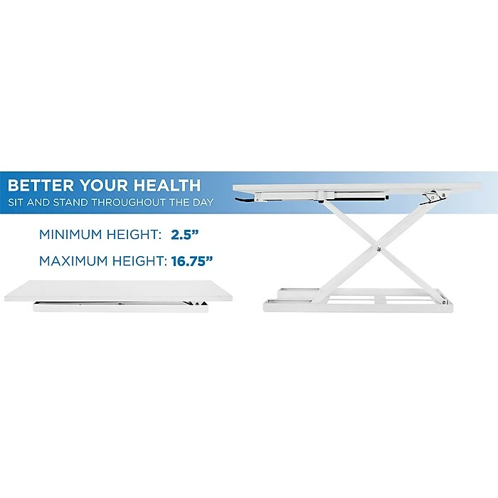 Mount-It! 17" Height Adjustable Sit Stand Desk Converter, White (MI-7929-WHT) 7 Mount-It! 17" Height Adjustable Sit Stand Desk Converter, White (MI-7929-WHT) - Image 5