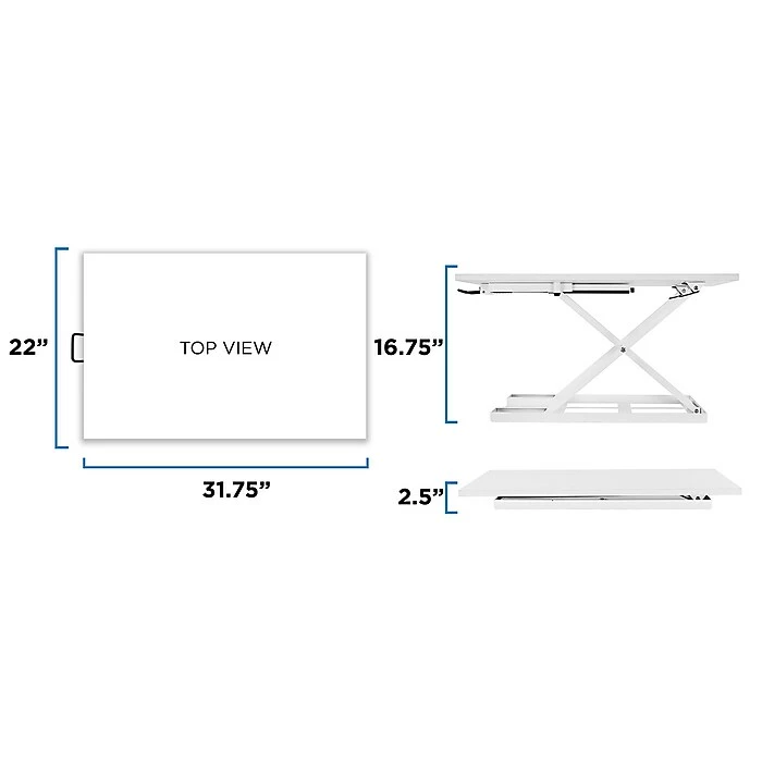 Mount-It! 17" Height Adjustable Sit Stand Desk Converter, White (MI-7929-WHT) 6 Mount-It! 17" Height Adjustable Sit Stand Desk Converter, White (MI-7929-WHT) - Image 4