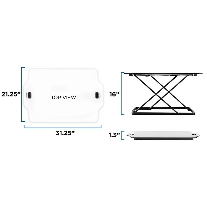 Mount-It! 1.3" -16" Tabletop Standing Desk Converter, White/Silver (MI-7938) 6 Mount-It! 1.3" -16" Tabletop Standing Desk Converter, White/Silver (MI-7938) - Image 4