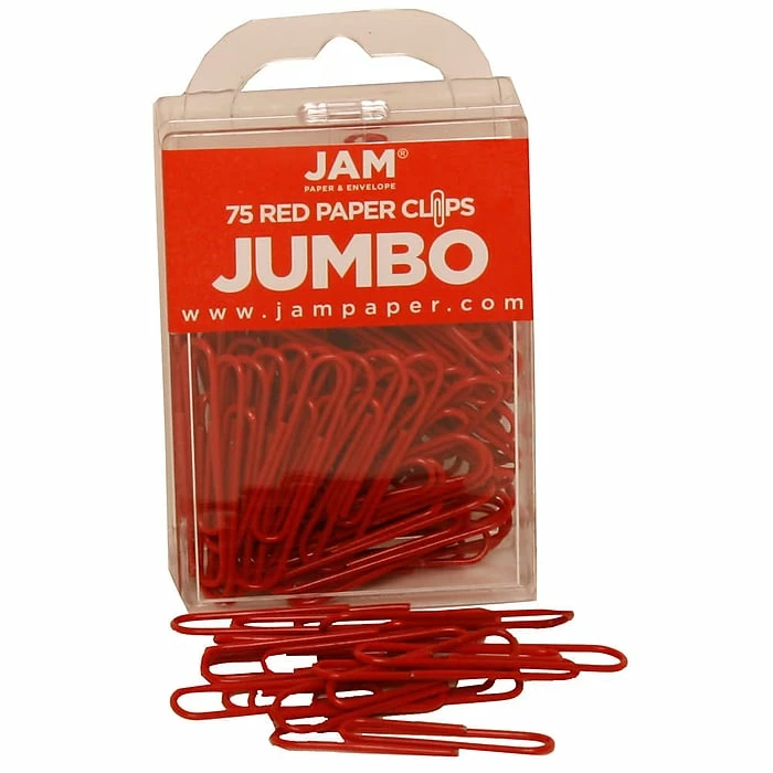 JAM Paper® Colored Jumbo Paper Clips, Large 2 Inch, Red Paperclips, 2 Packs Of 75 (2183754a) 4 JAM Paper® Colored Jumbo Paper Clips, Large 2 Inch, Red Paperclips, 2 Packs Of 75 (2183754a) - Image 2