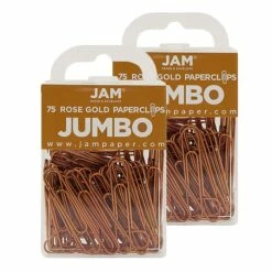 JAM Paper® Colored Jumbo Paper Clips, Large 2 Inch, Rose Gold Paperclips, 2 Packs Of 75 (21832059a)