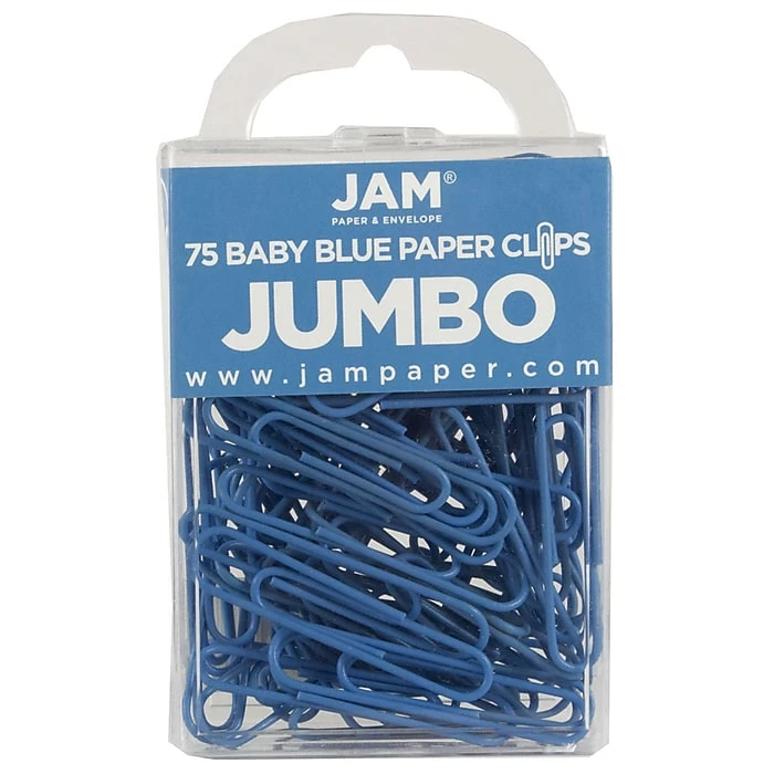 JAM Paper® Colored Jumbo Paper Clips, Large 2 Inch, Baby Blue Paperclips, 2 Packs Of 75 (221819034a) 4 JAM Paper® Colored Jumbo Paper Clips, Large 2 Inch, Baby Blue Paperclips, 2 Packs Of 75 (221819034a) - Image 2