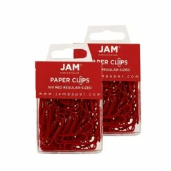 JAM Paper Small Paper Clips, Red, 2 Packs Of 100 (2185200a)