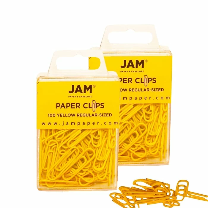 JAM Paper® Colored Standard Paper Clips, Small 1 Inch, Yellow Paperclips, 2 Packs Of 100 (2183756a) 3 JAM Paper® Colored Standard Paper Clips, Small 1 Inch, Yellow Paperclips, 2 Packs Of 100 (2183756a)