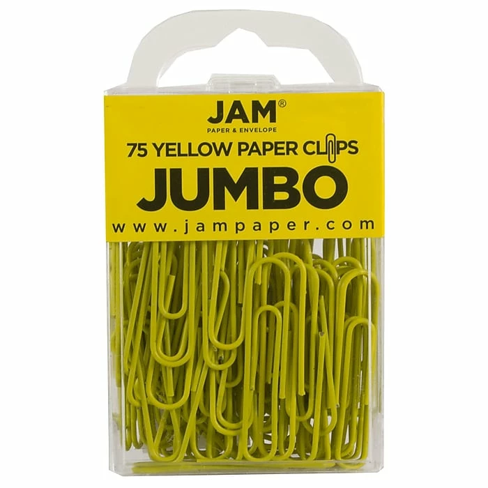 JAM Paper® Colored Jumbo Paper Clips, Large 2 Inch, Yellow Paperclips, 2 Packs Of 75 (42182236a) 4 JAM Paper® Colored Jumbo Paper Clips, Large 2 Inch, Yellow Paperclips, 2 Packs Of 75 (42182236a) - Image 2
