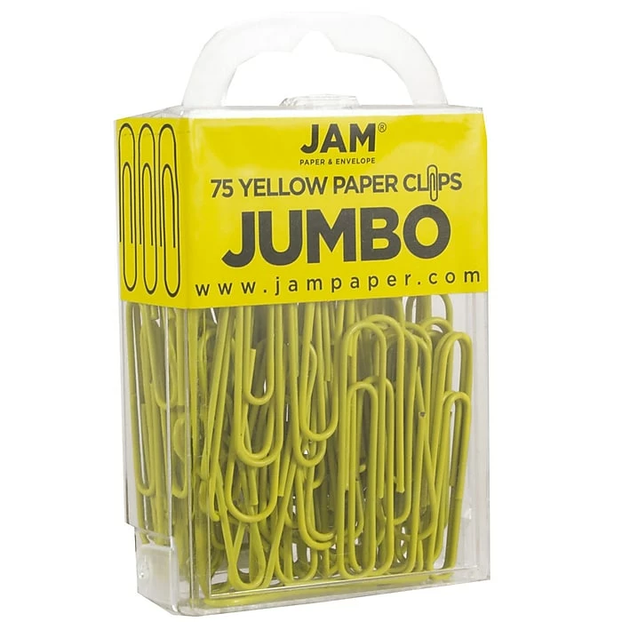 JAM Paper® Colored Jumbo Paper Clips, Large 2 Inch, Yellow Paperclips, 2 Packs Of 75 (42182236a) 5 JAM Paper® Colored Jumbo Paper Clips, Large 2 Inch, Yellow Paperclips, 2 Packs Of 75 (42182236a) - Image 3