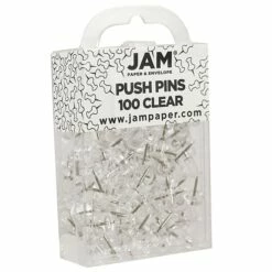 JAM Paper Push Pins, Clear, 2 Packs Of 100 (222419050A) -STAPLES Sales sp22235524 sc7