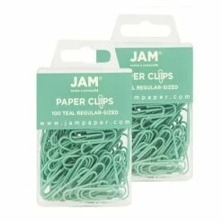 JAM Paper Small Paper Clips, Teal, 2 Packs Of 100 (21832064a)