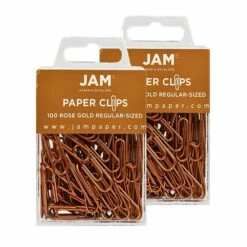 JAM Paper Small Paper Clips, Rose Gold, 2 Packs Of 100 (21832057a)