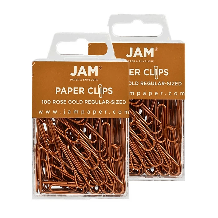 JAM Paper Small Paper Clips, Rose Gold, 2 Packs Of 100 (21832057a) 3 JAM Paper Small Paper Clips, Rose Gold, 2 Packs Of 100 (21832057a)