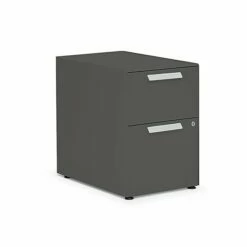ASAP Allsteel Radii 2-Drawer Mobile File Cabinet, Box/File, Letter/Legal, Flint, 15"W (APGMBP249TFN001)