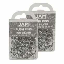 JAM Paper Push Pins, Silver, 2 Packs Of 100 (222419054A) 10 JAM Paper Push Pins, Silver, 2 Packs Of 100 (222419054A) -STAPLES Sales sp29737952 sc7