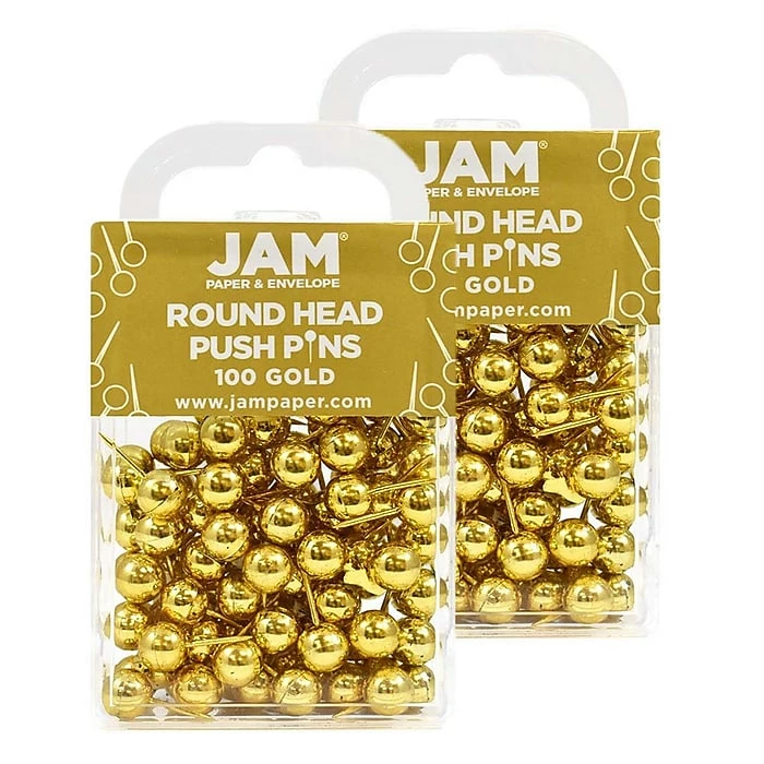 JAM Paper Colored Map Tacks, Gold, 2 Packs Of 100 (22432213A) 8 JAM Paper Colored Map Tacks, Gold, 2 Packs Of 100 (22432213A) - Image 6