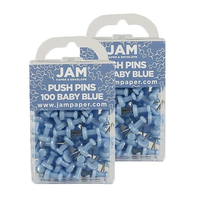 JAM Paper Push Pins, Baby Blue, 2 Packs Of 100 (222419047A) 6 JAM Paper Push Pins, Baby Blue, 2 Packs Of 100 (222419047A) - Image 4