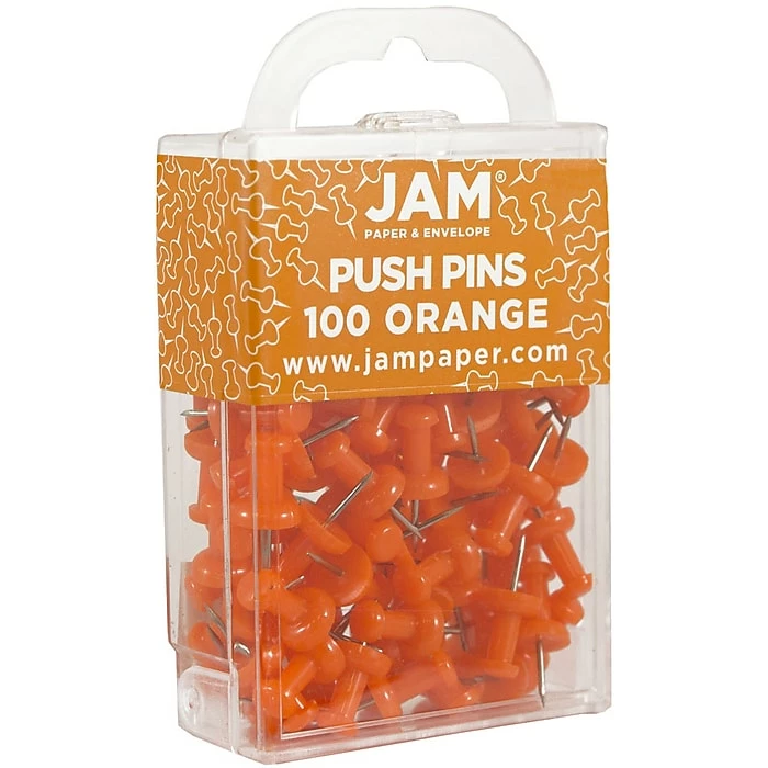 JAM Paper Pushpins, Orange, 2 Packs Of 100 (222419052A) 4 JAM Paper Pushpins, Orange, 2 Packs Of 100 (222419052A) - Image 2