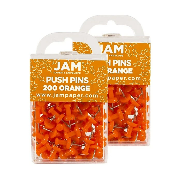 JAM Paper Pushpins, Orange, 2 Packs Of 100 (222419052A) 6 JAM Paper Pushpins, Orange, 2 Packs Of 100 (222419052A) - Image 4