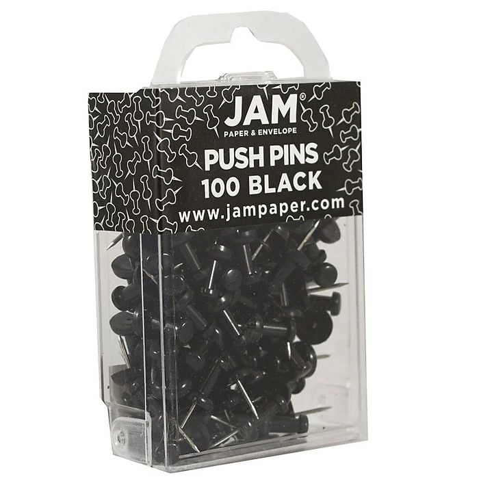 JAM Paper Push Pins, Black, 2 Packs Of 100 (222419046A) 4 JAM Paper Push Pins, Black, 2 Packs Of 100 (222419046A) - Image 2