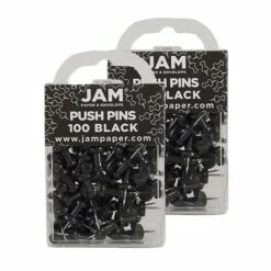 JAM Paper Push Pins, Black, 2 Packs Of 100 (222419046A) 10 JAM Paper Push Pins, Black, 2 Packs Of 100 (222419046A) -STAPLES Sales sp29738211 sc7