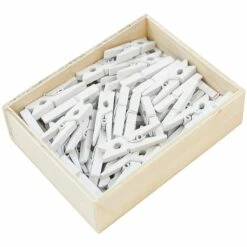 JAM Paper Wood Clip Medium Wood Clothespins, White Clothes Pins, 2 Packs Of 50 (2230719109A) -STAPLES Sales sp29738276 sc7