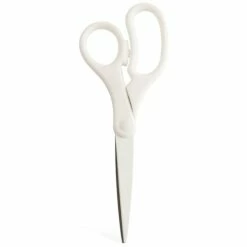 JAM Paper Precision 8" Stainless Steel Multi-Purpose/Heavy Duty Scissors, Pointed Tip, White (342WHZ)