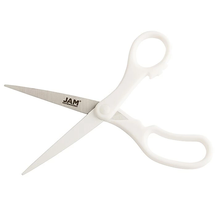 JAM Paper Precision 8" Stainless Steel Multi-Purpose/Heavy Duty Scissors, Pointed Tip, White (342WHZ) 5 JAM Paper Precision 8" Stainless Steel Multi-Purpose/Heavy Duty Scissors, Pointed Tip, White (342WHZ) - Image 3