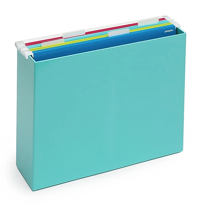 Poppin ABS Plastic File Box, Aqua, 4 Count (101274-MC) 4 Poppin ABS Plastic File Box, Aqua, 4 Count (101274-MC) - Image 2